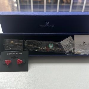 Swarovski gold bracelet and earring set